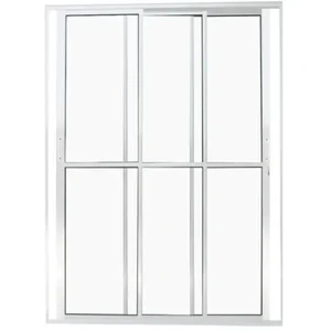Porta de Correr 3 Folhas de Vidro Móveis com Trinco 2,10 X 1,80 Cor Branco Linha Econ