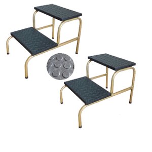 Kit 2 Escada Escadinha 2 Degraus Maca e Depilação e Estética Cor Dourada Medcombo