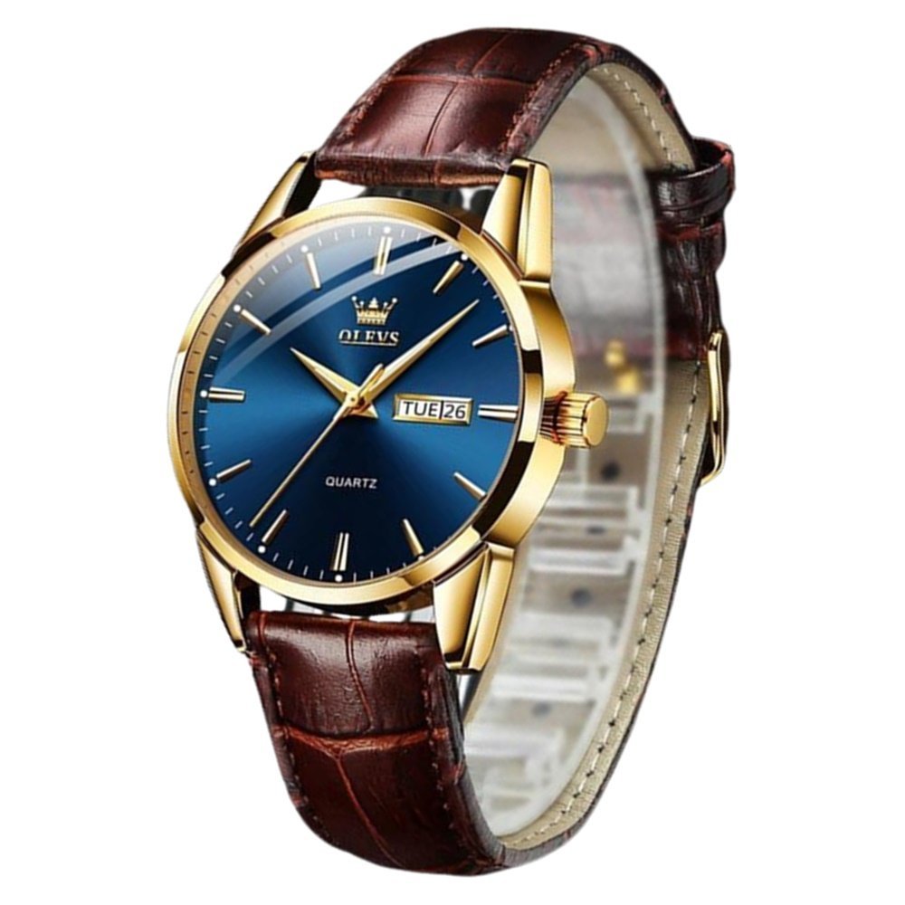 Relógio Olevs Classic Masculino Quartzo 6898 Dourado e Azul - 1
