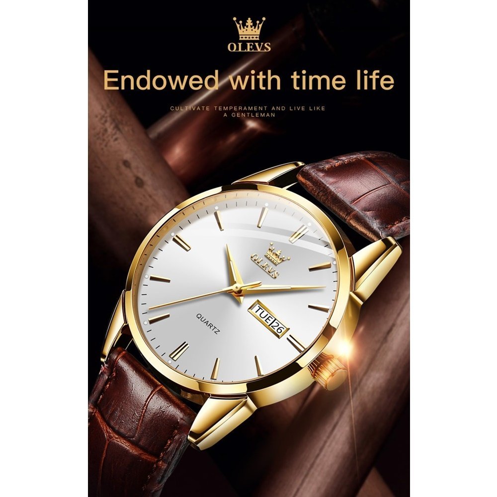 Relógio Olevs Classic Masculino Quartzo 6898 Dourado e Azul - 5