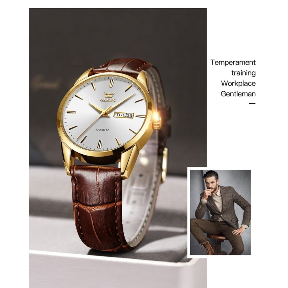 Relógio Olevs Classic Masculino Quartzo 6898 Dourado e Azul - 10
