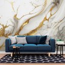 Ver imagem 1 de Papel de Parede Painel 3D Mármore Branco Fio Dourado 2,5M Revestimento Auto Colante Marmorizado