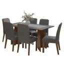 Ver imagem 2 de Conjunto Sala de Jantar Tampo de Madeira 6 Cadeiras Rustic/cinza/silver Soho Madesa