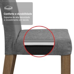 Conjunto Sala de Jantar Tampo de Madeira 6 Cadeiras Rustic/cinza/silver Soho Madesa - 8