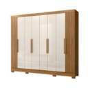 Ver imagem 2 de Guarda-Roupa Casal Frisado 8 Portas 4 Gavetas e Pés Diplomata Freijó/Off White