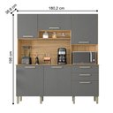 Ver imagem 2 de Armário de Cozinha Névoa 5 Portas 2 Gavetas MDP 180,2cm Freijó Gris