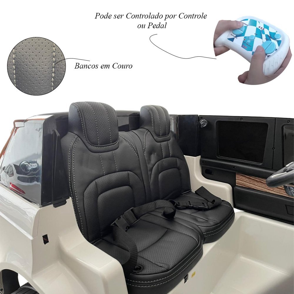 Carrinho Elétrico Infantil Motorizado Land Rover com Controle 12v Banco de Couro Mp5 G31 - Gran Belo - 3