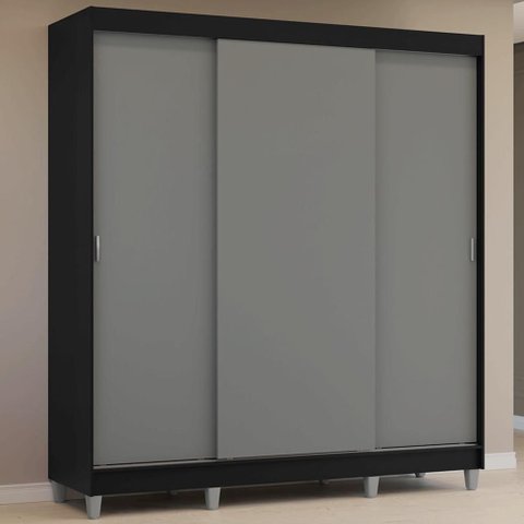 Guarda-Roupa Casal com Pés 3 Portas de Correr Reno Madesa