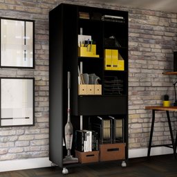 Armário para Escritório Multi 2 Portas Com Rodízio Preto - Pnr Móveis - 7 Armário para Escritório Multi 2 Portas Com Rodízio Preto - Pnr Móveis - 7