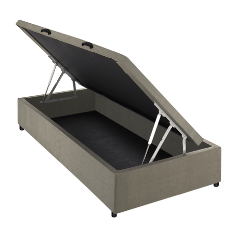 Base Box Baú Solteiro Barcelona Suede Bege 88x188