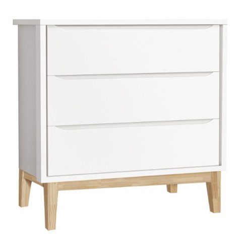 Cômoda Gaveteiro Classic New Branco Fosco com Natural - Reller