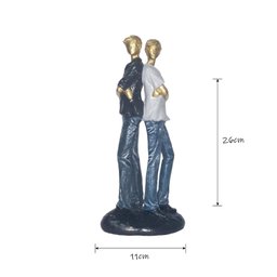 Estatueta Decorativa Dupla de Irmãos em Gesso Colorida - 2