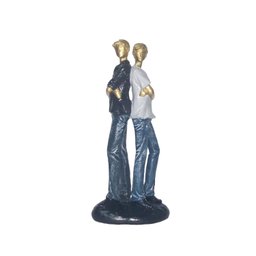 Estatueta Decorativa Dupla de Irmãos em Gesso Colorida - 1