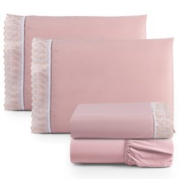 Jogo de Lençol Cama Casal 4 Peças 100% Algodão Percal 180 fios Com Leze:Salmão - 5 Jogo de Lençol Cama Casal 4 Peças 100% Algodão Percal 180 fios Com Leze:Salmão - 5