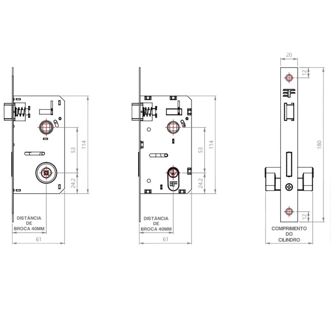 Fechadura Interna 720 Roseta Redonda - Rosé 3f - 3