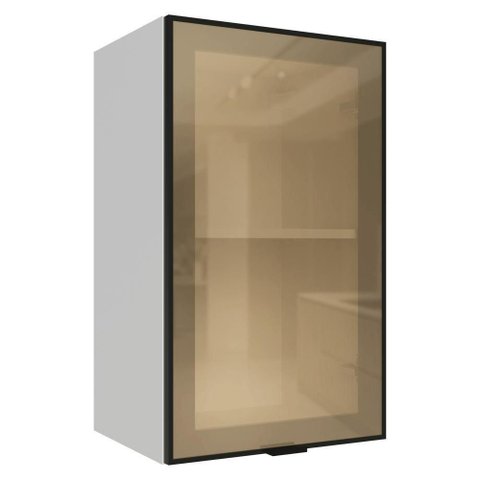 Armário Aéreo de Cozinha G2540073PRRF 40cm 1 Porta Basculante Branco Preto Vidro Reflecta Bronze