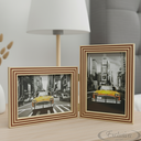 Ver imagem 1 de Porta Retrato Duplo 10x15 Moldura Ripado Marrom Averm. Bege