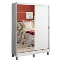 Ver imagem 2 de Guarda-roupa Solteiro Madesa Luke 2 Portas de Correr com Espelho com Pés Branco Cor:branco