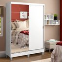 Ver imagem 1 de Guarda-roupa Solteiro Madesa Luke 2 Portas de Correr com Espelho com Pés Branco Cor:branco