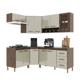 Cozinha Modulada Completa Fidelitá Lisboa 6 Peças 340cm 12 Portas 3 Gavetas com Tampo - 3