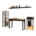 Ver imagem 2 de Mesa Escritório com Estante Mesa de Apoio e Prateleira Mdf Cor:preto Fosco com Freijó