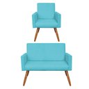Ver imagem 1 de Kit Poltrona e Namoradeira Nina Suede Azul Turquesa