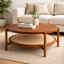 Ver imagem 2 de Mesa de Centro em Madeira com Palha Natural