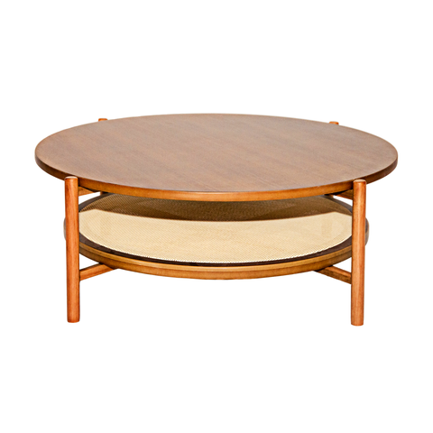 Mesa de Centro em Madeira com Palha Natural