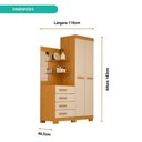 Ver imagem 3 de Guarda-Roupa Solteiro 100%Mdf C/ Espelho Cômoda Prateleira Melissa Acp Móveis Nature/Off White