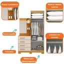 Ver imagem 4 de Guarda-Roupa Solteiro 100%Mdf C/ Espelho Cômoda Prateleira Melissa Acp Móveis Nature/Off White