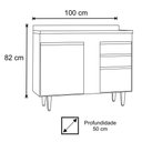 Ver imagem 3 de Balcão Gabinete 100cm sem Tampo 2 Portas 2 Gavetas Luziania Branco - Lumil Móveis