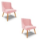 Ver imagem 1 de Kit 2 Cadeiras Estofadas para Sala de Jantar Pés Palito Lia Suede Rosa Bebê - Ibiza