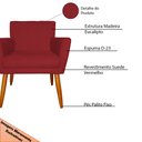 Ver imagem 6 de Kit 3 Poltronas Decorativa para Sala de Estar Cecília Suede Vermelho - Montanaris Decor Md Montanari