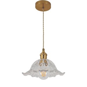 Pendente Flor Vidro Dourado 22cm 1e27 Paris Luz