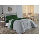 Ver imagem 4 de Kit Edredom Dupla Face + Jogo de Lençol Casal Nobre 7 Peças Malha 100% Algodão - Cinza / Verde-