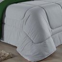 Ver imagem 2 de Kit Edredom Dupla Face + Jogo de Lençol Casal Nobre 7 Peças Malha 100% Algodão - Cinza / Verde-