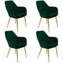 Ver imagem 1 de Kit 4 Cadeiras Poltrona Lines Base Dourada Recepção Sala Decorativa Suede