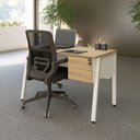 Ver imagem 7 de Mesa Escrivaninha 120cm x 60cm com Gaveteiro Suspenso e Tampo Chanfrado F5 Office Cor:Macadâmia com