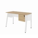 Ver imagem 2 de Mesa Escrivaninha 120cm x 60cm com Gaveteiro Suspenso e Tampo Chanfrado F5 Office Cor:Macadâmia com