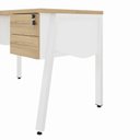 Ver imagem 5 de Mesa Escrivaninha 120cm x 60cm com Gaveteiro Suspenso e Tampo Chanfrado F5 Office Cor:Macadâmia com