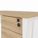 Ver imagem 6 de Mesa Escrivaninha 120cm x 60cm com Gaveteiro Suspenso e Tampo Chanfrado F5 Office Cor:Macadâmia com