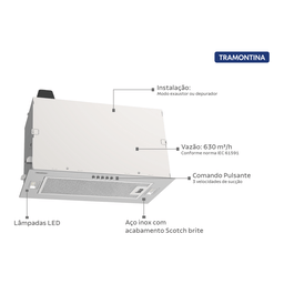 Coifa de embutir Tramontina Incasso em aço inox 51 cm 220 V - 3