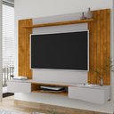 Ver imagem 1 de Painel Suspenso Buzios Sala Tv até 60 Polegadas com 2 Portas Naturale/off White