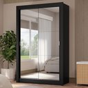 Ver imagem 1 de Guarda-roupa Solteiro 2 Portas de Correr com Espelhos 4 Gavetas Preto Vivare Plus Madesa