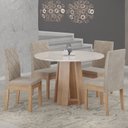 Ver imagem 1 de Conjunto Sala de Jantar Mesa Redonda Tampo Vidro e Mdf Styllo 4 Cadeiras Cristal