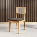 Ver imagem 2 de Mesa Jantar 180cm C/ 4 Cadeiras Estofadas para Sala 100% Mdf Cor:off White com Freijó e Veludo Slim
