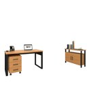 Ver imagem 2 de Mesa Escritório C/ Gaveteiro e Aparador Dalla Costa 100% Mdf Cor:freijó com Preto Fosco