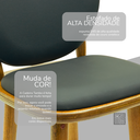 Ver imagem 3 de Kit 2 Banquetas de Madeira Torneada Bistrô Estofada - 83cm Natural