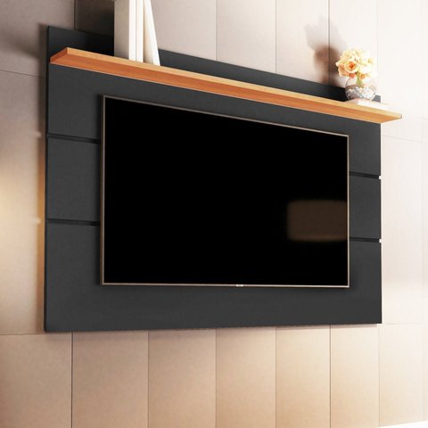 Painel para TV até 72 Polegadas MDF 180CMX133CM 1 Prateleira Vivare New Preto