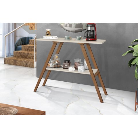 Aparador Cantinho do Café Decoração Pés em Madeira Retrô - Off White